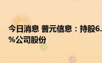 今日消息 普元信息：持股6.15%股东君度德瑞拟减持不超6%公司股份