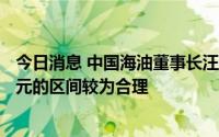 今日消息 中国海油董事长汪东进：国际油价在每桶60-80美元的区间较为合理