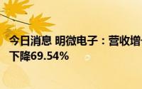 今日消息 明微电子：营收增长停滞，上半年归母净利润同比下降69.54%