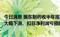 今日消息 振东制药收半年报问询函：要求说明营收和净利润大幅下滑、扣非净利润亏损的原因