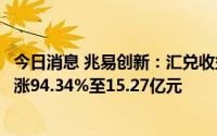 今日消息 兆易创新：汇兑收益增加，上半年归母净利润同比涨94.34%至15.27亿元