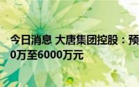 今日消息 大唐集团控股：预计上半年拥有人应占净利润5000万至6000万元