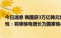 今日消息 韩国获3万亿韩元埃及核电项目订单，韩总统尹锡悦：将使核电增长为国家核心产业