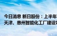 今日消息 新日股份：上半年归母净利润同比增长434.97%，天津、惠州智能化工厂建设项目已开工