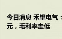 今日消息 禾望电气：上半年归母净利1.13亿元，毛利率走低