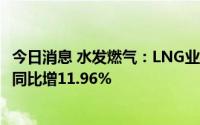 今日消息 水发燃气：LNG业务收入增加，上半年归母净利润同比增11.96%