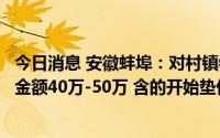 今日消息 安徽蚌埠：对村镇银行账外业务客户本金单人合并金额40万-50万 含的开始垫付