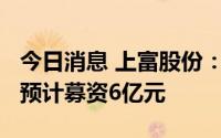 今日消息 上富股份：拟冲刺创业板IPO上市，预计募资6亿元