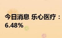 今日消息 乐心医疗：上半年归母净利同比降66.48%