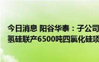 今日消息 阳谷华泰：子公司拟4.36亿元投建年产4万吨三氯氢硅联产6500吨四氯化硅项目