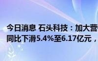 今日消息 石头科技：加大营销推广费用，上半年归母净利润同比下滑5.4%至6.17亿元，