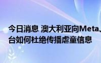 今日消息 澳大利亚向Meta、苹果和微软发函，要求说明平台如何杜绝传播虐童信息