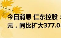 今日消息 仁东控股：上半年亏损5288.05万元，同比扩大377.05%