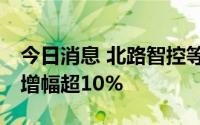 今日消息 北路智控等12只创业板股融资余额增幅超10%