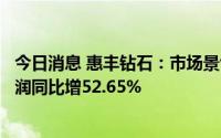 今日消息 惠丰钻石：市场景气度持续向好，上半年归母净利润同比增52.65%