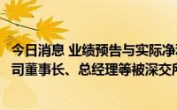 今日消息 业绩预告与实际净利润存较大差异，思创医惠及公司董事长、总经理等被深交所通报批评