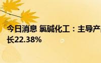 今日消息 氯碱化工：主导产品量价齐升，上半年营收同比增长22.38%