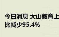 今日消息 大山教育上半年营收987.4万元，同比减少95.4%