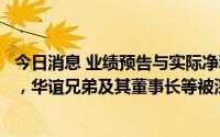 今日消息 业绩预告与实际净利润差异大且盈亏性质发生变化，华谊兄弟及其董事长等被深交所通报批评