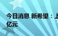 今日消息 新希望：上半年净亏损扩大至41.4亿元