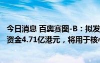 今日消息 百奥赛图-B：拟发行全球发售2175.85万股以募集资金4.71亿港元，将用于核心产品的进一步临床研发等项目