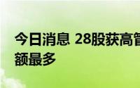 今日消息 28股获高管增持，爱柯迪获增持金额最多