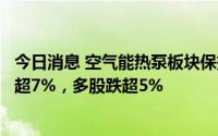 今日消息 空气能热泵板块保持低迷，海信家电、迪森股份跌超7%，多股跌超5%