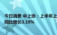 今日消息 中上协：上半年上市公司实现净利润3.25万亿元，同比增长3.19%