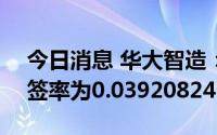 今日消息 华大智造：科创板IPO网上发行中签率为0.03920824%