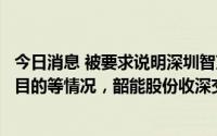 今日消息 被要求说明深圳智茂的股权结构、资金来源和竞拍目的等情况，韶能股份收深交所关注函