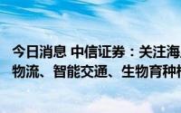 今日消息 中信证券：关注海上风电、光伏玻璃、快递、智能物流、智能交通、生物育种相关主题