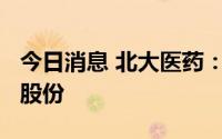 今日消息 北大医药：股东拟减持不超1%公司股份