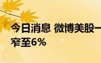 今日消息 微博美股一度跌至10%，现跌幅收窄至6%