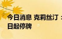 今日消息 克莉丝汀：延迟刊发中期业绩，今日起停牌