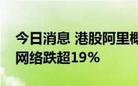 今日消息 港股阿里概念股持续下挫，汇通达网络跌超19%