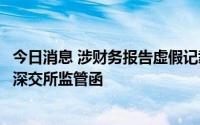 今日消息 涉财务报告虚假记载等信披违法行为，神雾节能收深交所监管函