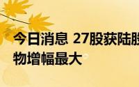 今日消息 27股获陆股通增仓超30%，明德生物增幅最大