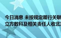 今日消息 未按规定履行关联交易审议程序和信息披露义务，立方数科及相关责任人收北京证监局行政监管措施决定书