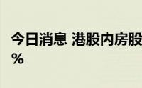 今日消息 港股内房股普跌，佳兆业集团跌近4%