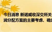 今日消息 新诺威收深交所关注函，要求公司说明制定此次利润分配方案的主要考虑、确定依据及其合理性