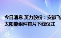 今日消息 英力股份：安徽飞米新能源计划3月27日举行高效太阳能组件首片下线仪式