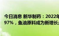 今日消息 新华制药：2022年归母净利4.11亿元，同比增17.97%，鱼油原料成为新增长点，拟10派2元