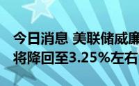 今日消息 美联储威廉姆斯：预计2023年通胀将降回至3.25%左右