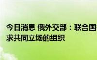 今日消息 俄外交部：联合国需要成为一个各国就重要问题寻求共同立场的组织