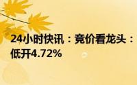 24小时快讯：竞价看龙头：市场焦点股天马股份（8天4板）低开4.72%