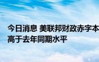 今日消息 美联邦财政赤字本财年前6个月将达1.1万亿美元，高于去年同期水平