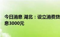 今日消息 湖北：设立消费贷500亿元，个人贷款财政最高贴息3000元