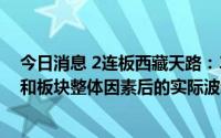 今日消息 2连板西藏天路：3日累涨超20%，股价剔除大盘和板块整体因素后的实际波动幅度较大