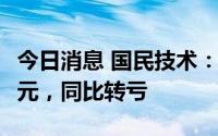 今日消息 国民技术：2022年净亏损3248.5万元，同比转亏