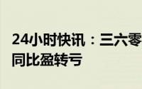 24小时快讯：三六零：一季度净亏1.86亿元，同比盈转亏